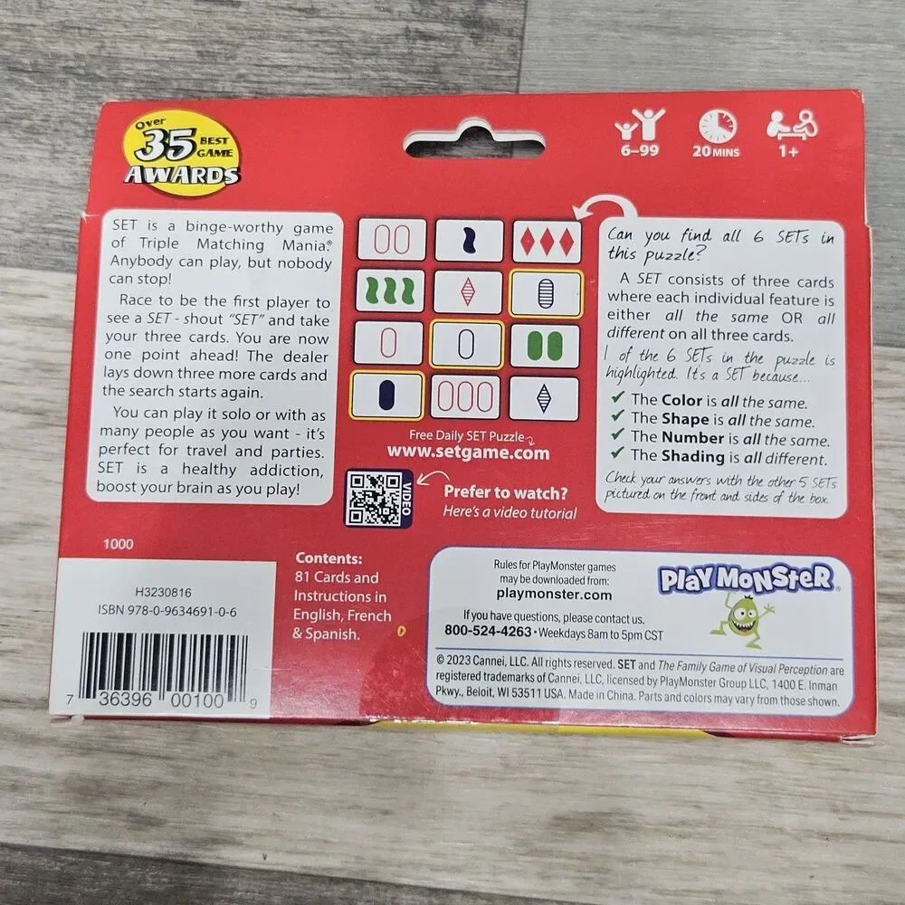 PlayMonster SET Card Game Family Visual Perception 30 Year Anniversary Boxed